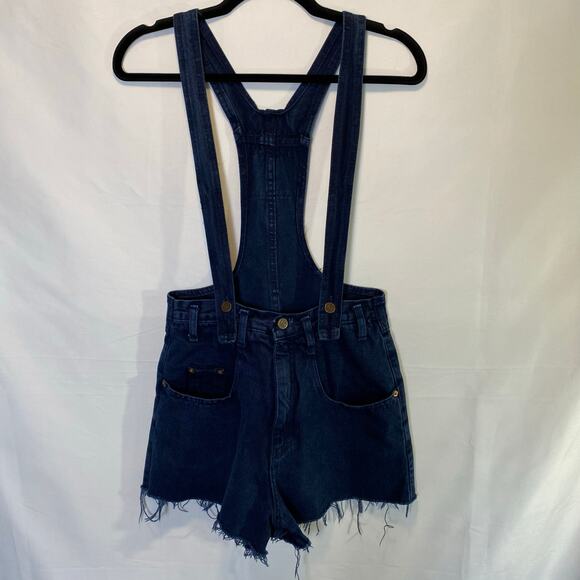 L.e.i Women's Vintage Y2K 90's Suspender Overalls Cutoff Denim Romper - Picture 1 of 11